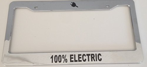Premium Electric Car License Plate Frame - 100% Chrome Plated with Plug Design - Perfect for Tesla, Nissan Leaf & EV Enthusiasts - Ideal for Car Shows & Eco-Friendly Drivers