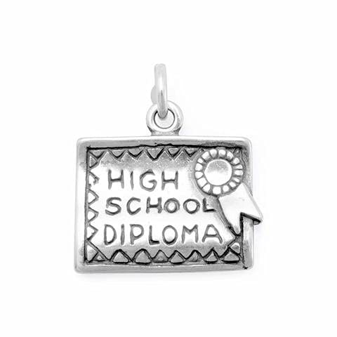 .925 Sterling Silver High School Diploma Charm Pendant - Perfect for Graduation Gifts, Jewelry Making & Keepsakes