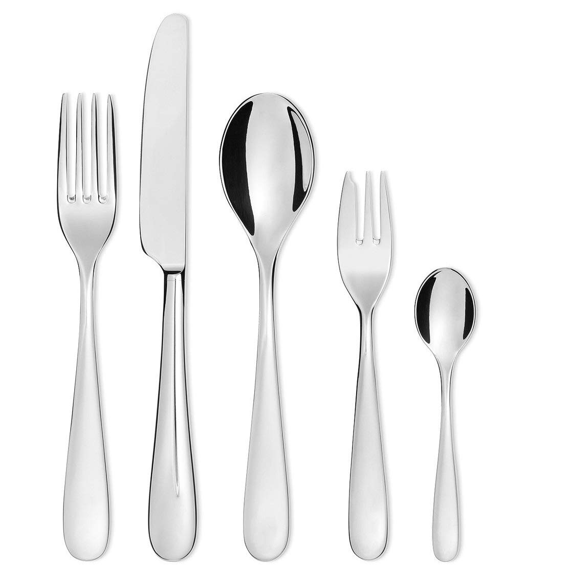 Alessi Nuovo 5-Piece Milano Stainless Steel Cutlery Set - Elegant Flatware for Fine Dining & Dinner Parties