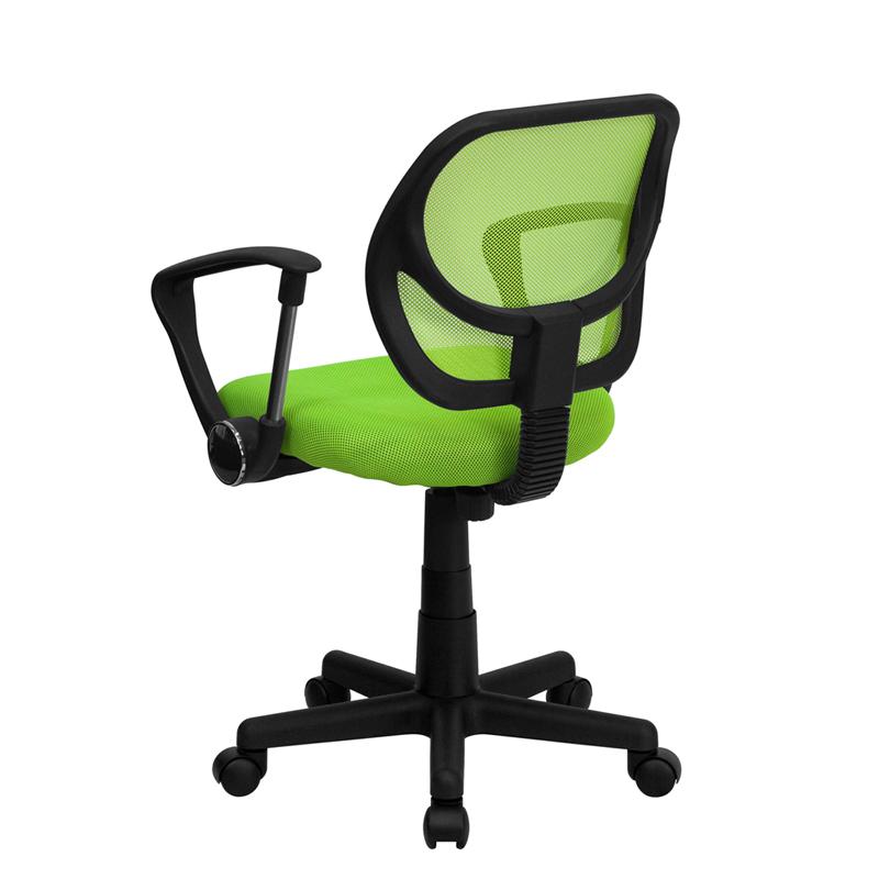 FLASH Neri Kids Low Back Black Mesh Swivel Task Office Chair with Curved Square Back and Arms - Ergonomic Study Chair for Children, Perfect for Homework, Online Classes & Gaming Desks