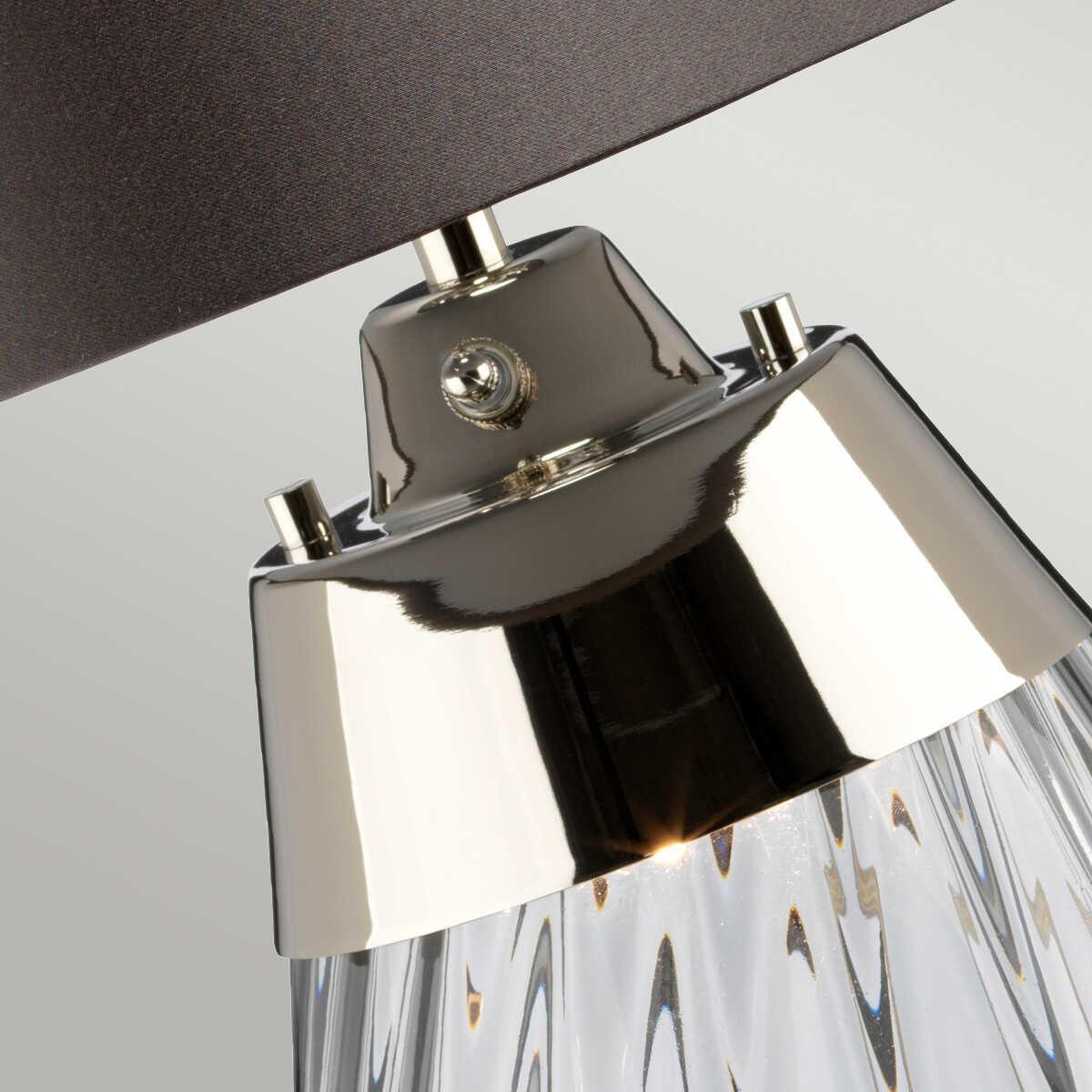 Elstead Lighting Lena 2-Light Small Smoke Glass Table Lamp - Modern Bedside & Living Room Lighting for Home Decor