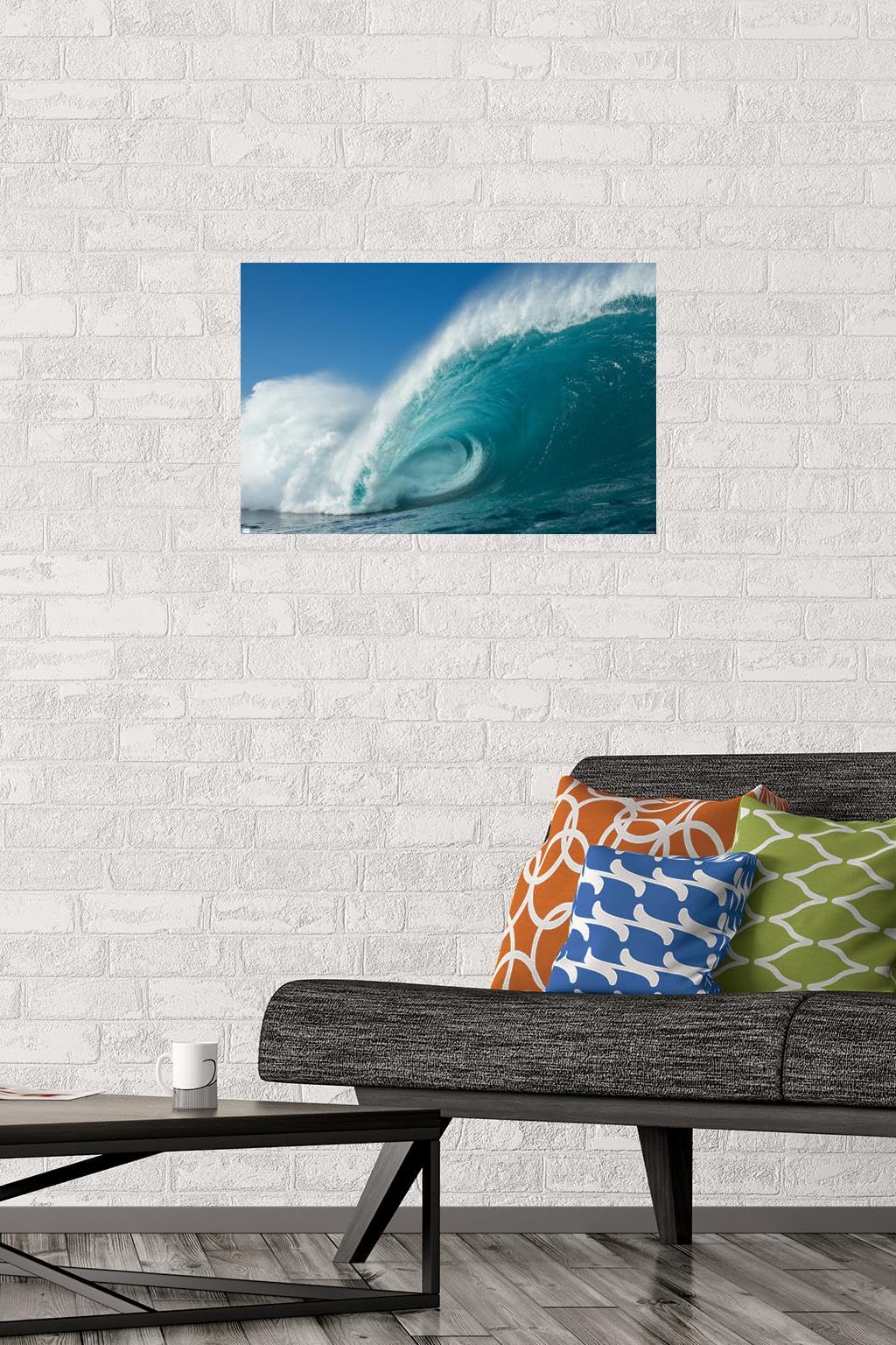 Trends International Surfing - Rolling Wave Wall Poster 14.725x22.375 Inch | Premium Framed Art Print for Beach House Decor, Surf Shack & Coastal Bedroom