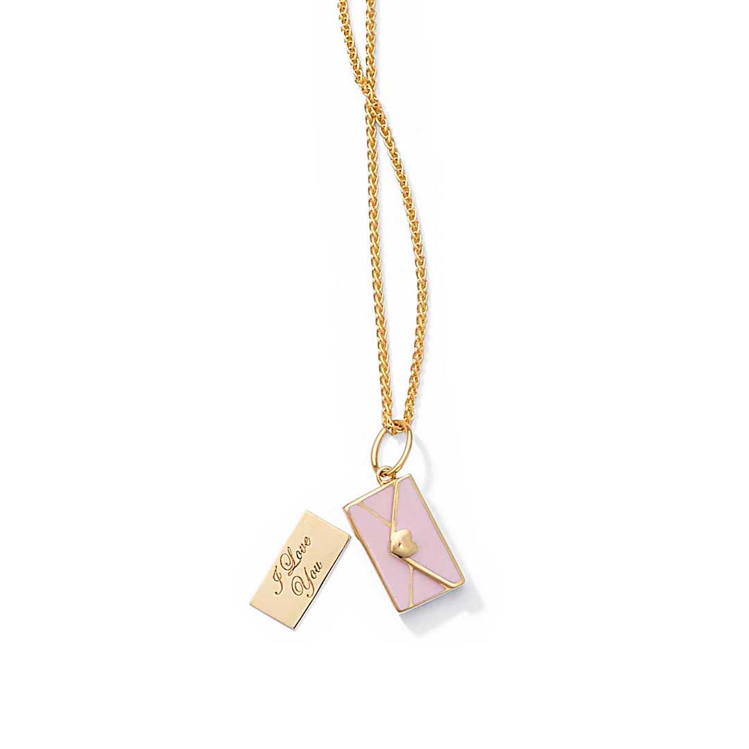 Pink Love Letter Charm - Elegant Jewelry for Valentine's Day, Anniversaries & Romantic Gifts | Perfect for Necklaces, Bracelets & Keepsakes