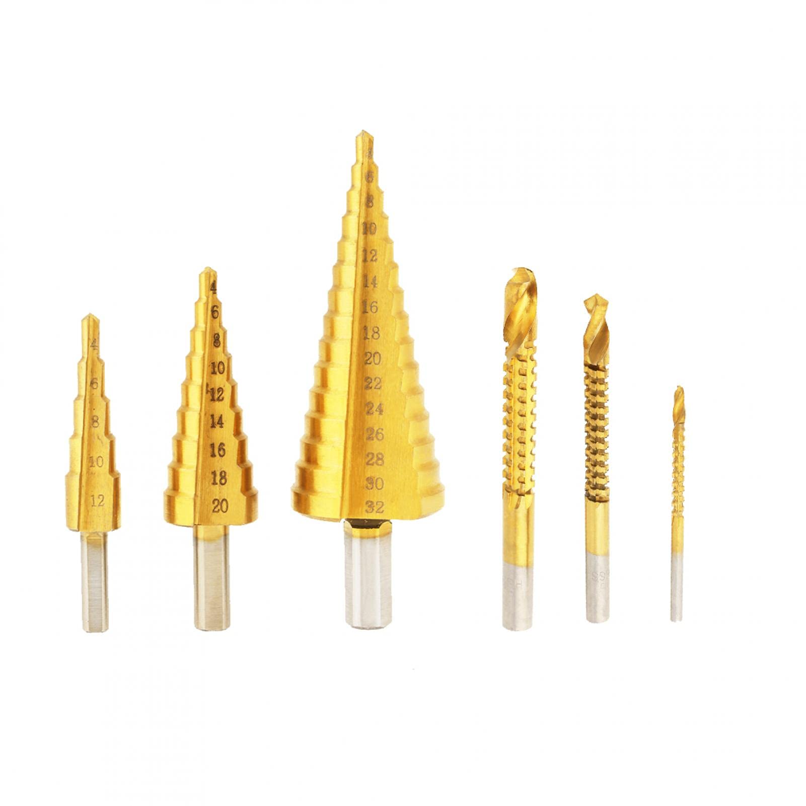 High-Speed Steel (HSS) Woodworking Drill Bit Set - 6pc Premium Hardened Drill Bits for Thin Steel, Aluminum, Copper & PVC Plates - Perfect for Wood Pull Grooving & Precision DIY Projects