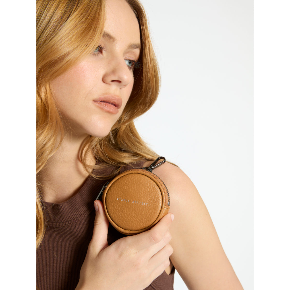 STATUS ANXIETY Go With Me Leather Zip Around Coin Pouch - Stylish Wallet for Travel, Shopping & Everyday Use