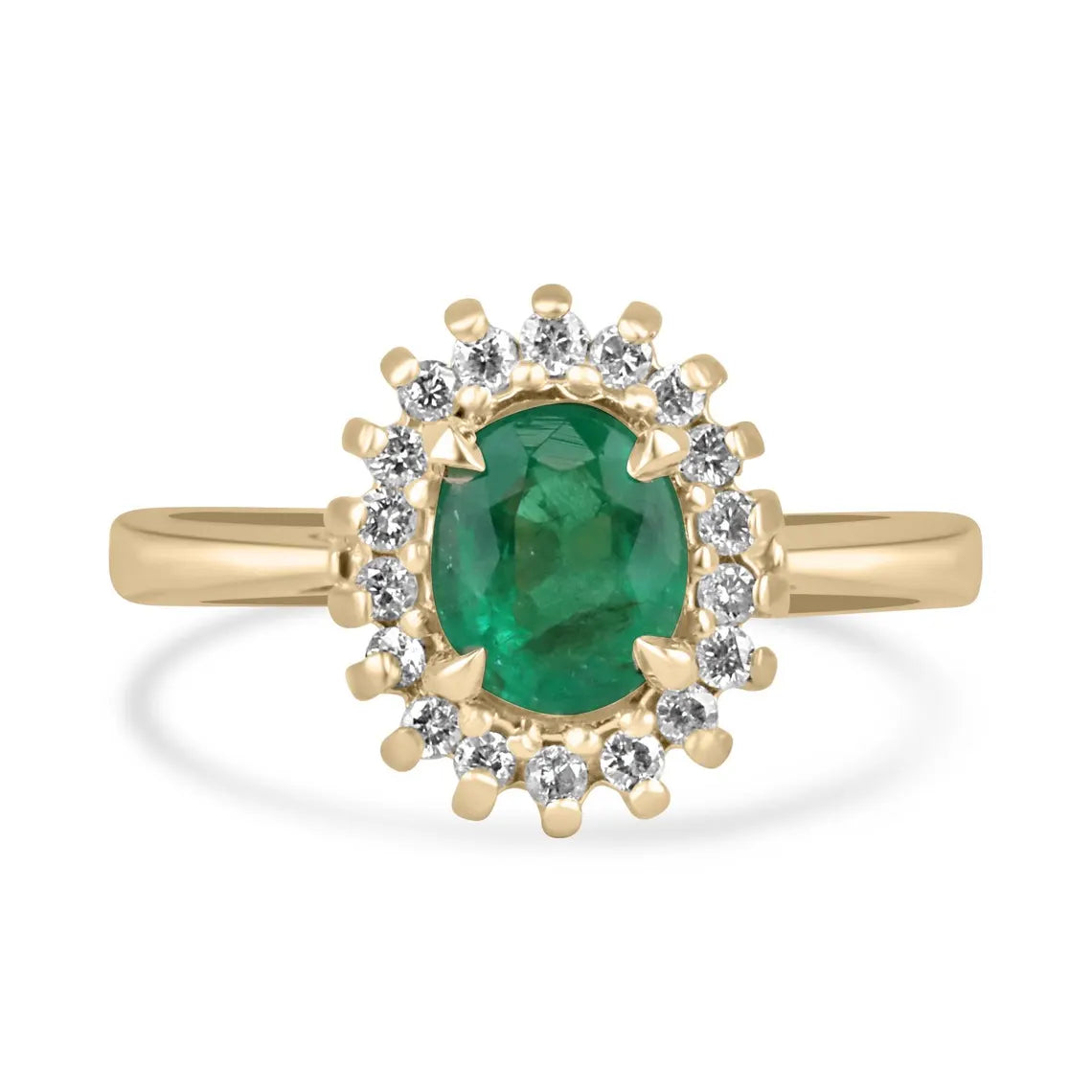 1.05 Carat Vivid Green Oval Emerald Halo Diamond Engagement Ring for Women - Elegant Wedding, Proposal & Anniversary Jewelry Gift