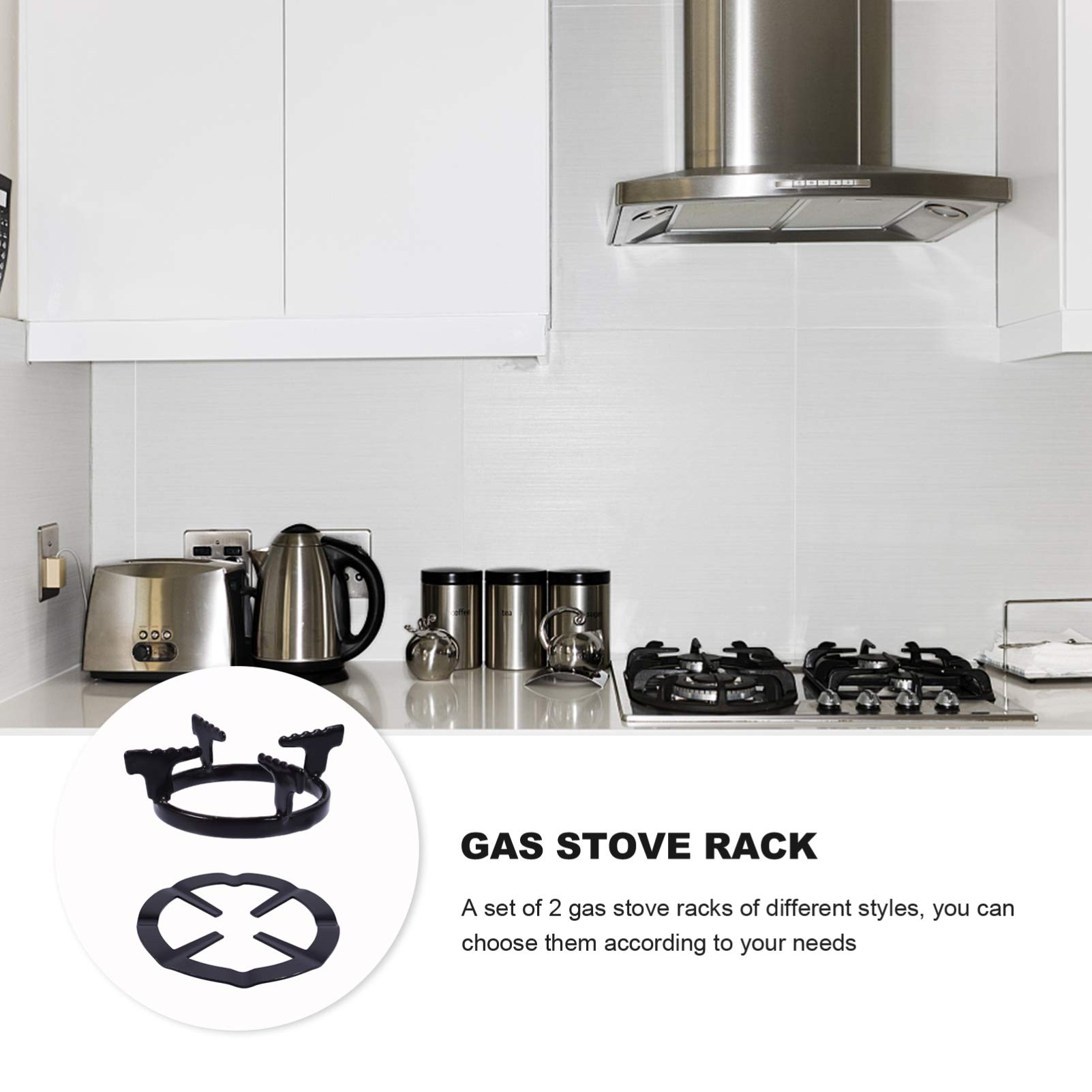 2-Pack Hemoton Non-Slip Cast Iron Wok Support Rings - Sturdy Gas Stove Rack & Cooktop Trivet for Woks & Pans - Perfect for Home Kitchen & Restaurant Use (Ideal for Stir-Frying, Deep Frying & Asian Cooking)