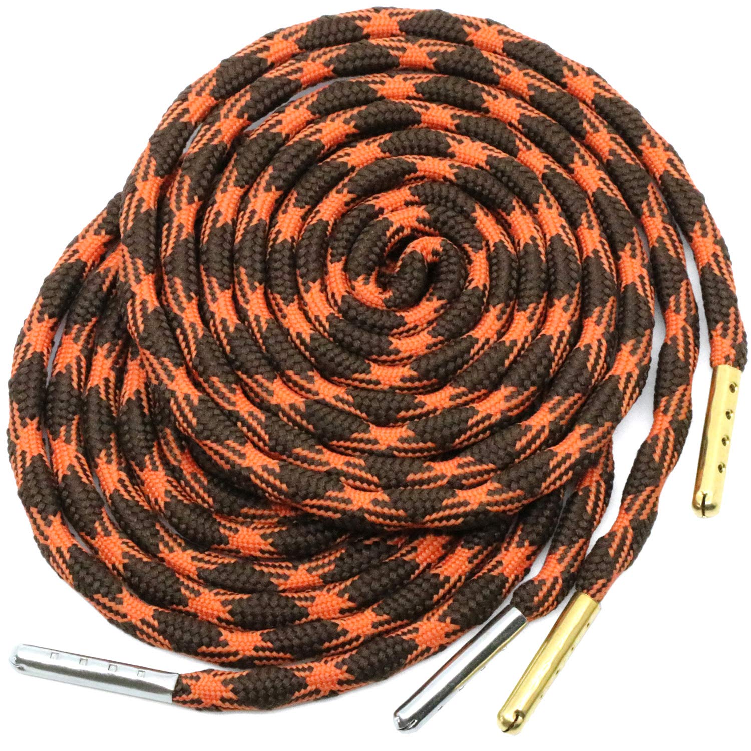 YJRVFINE 2 Pair Non-Slip Thick Round Hiking Boot Laces with Metal Tips - Durable Shoelaces for Outdoor Hiking, Work Boots & Snow Shoes
