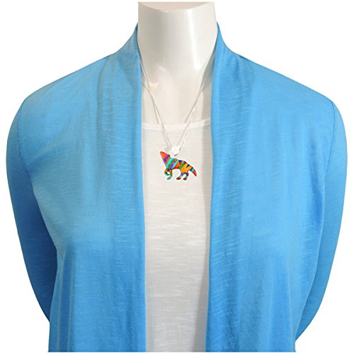 Coyote Wolf Pendant Necklace - 925 Sterling Silver with Genuine Turquoise & Natural Gemstones - 24
