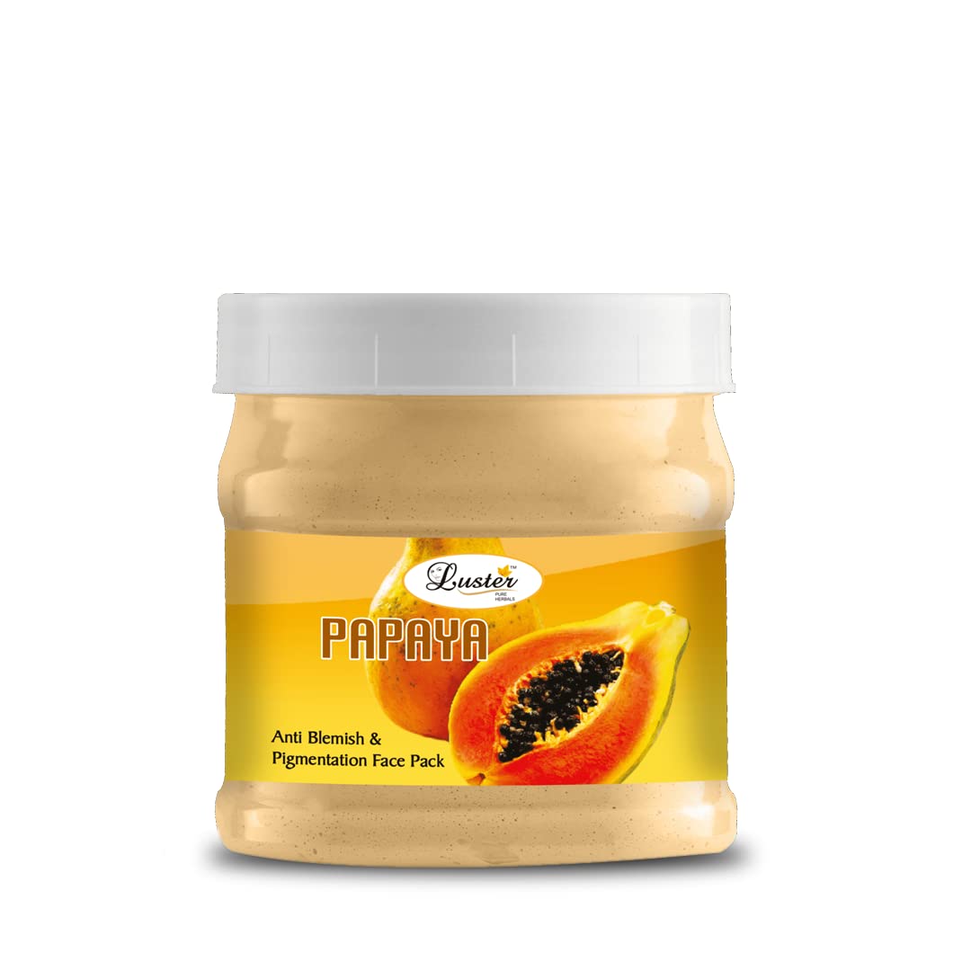 Luster Papaya Face Mask for Glowing Skin - Anti-Blemish & Pigmentation Treatment - Brightening Facial Complexion - Tan Removal - Paraben & Sulfate Free - 500g | Perfect for Daily Skincare Routine & Post-Sun Care