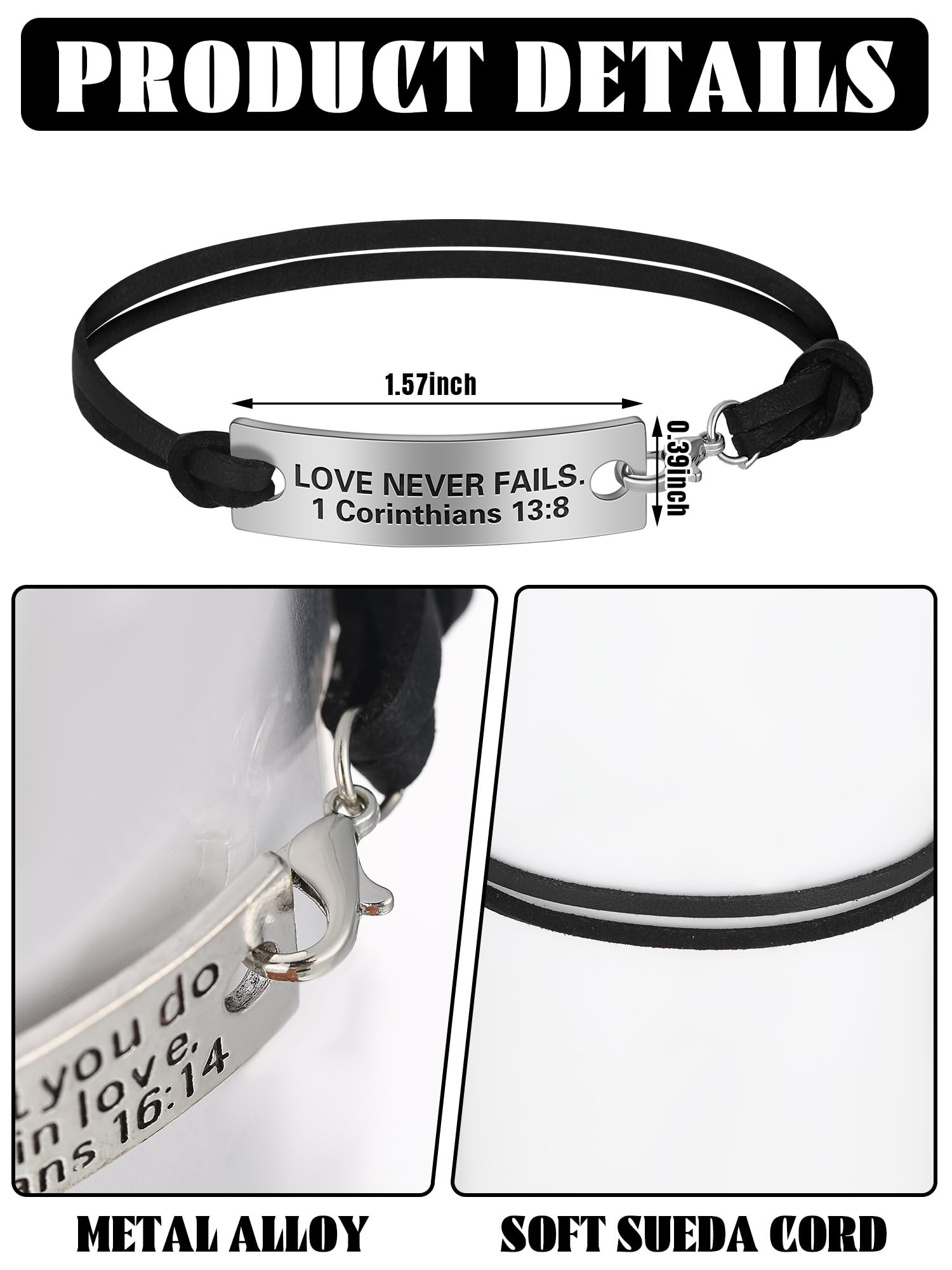 Bucherry 12 Pack Inspirational Bible Verse Bracelets - Christian Gifts for Women & Men with Gift Cards & Envelopes - Engraved Scripture Jewelry for Church, Baptism, Weddings & Daily Faith Encouragement