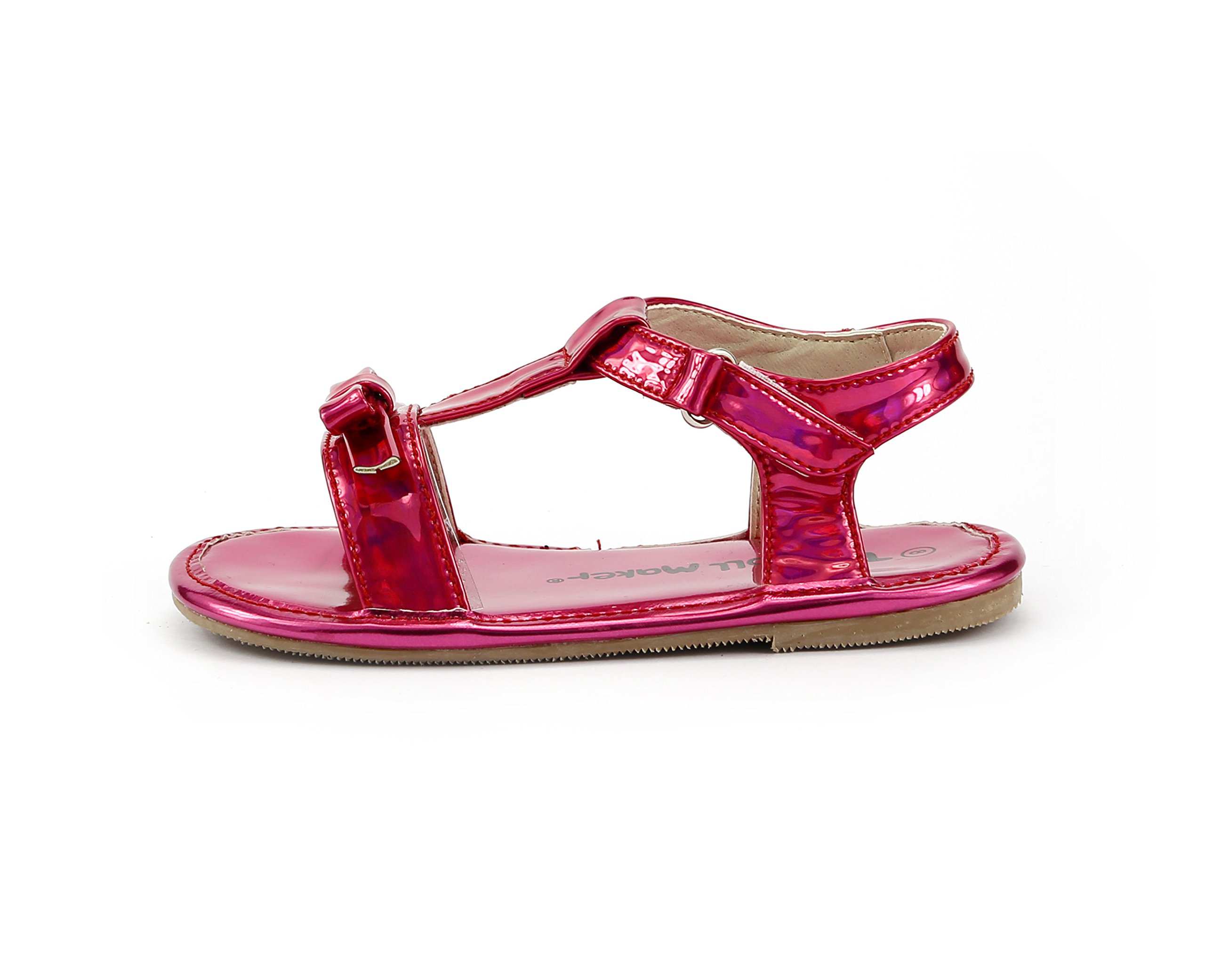 The Doll Maker Girl's Bow T-Strap Sandal - Cute Comfortable Summer Shoes for Toddler Girls | Perfect for Beach, Party & Dressy Occasions