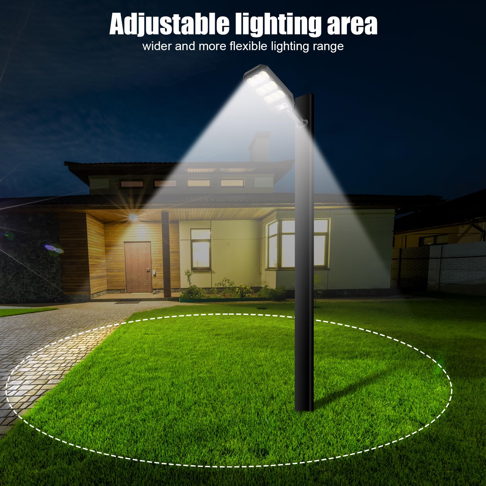 Qoosea Solar Street Lights Outdoor Waterproof - Dusk to Dawn Motion Sensor Solar Lights with 3 Modes & Remote Control - Solar Flood Lights for Backyard, Garage, Garden, Pathway (2 Pack) - Energy Efficient Outdoor Lighting for Security & Landscape Illumination