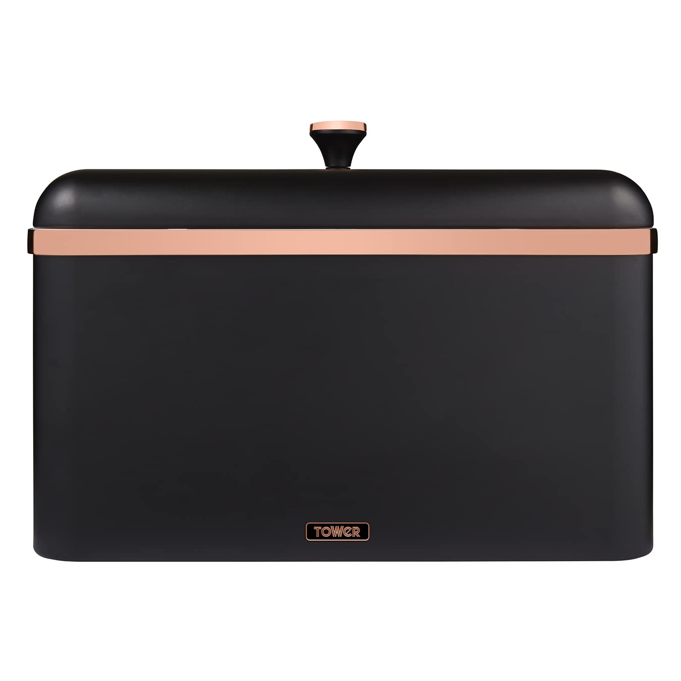 Premium Cavaletto Bread Bin with Removable Lid - Large Capacity Stainless Steel Bread Box for Kitchen Storage | Modern Black & Rose Gold Design | Perfect for Countertop Organization & Fresh Bread Keeping