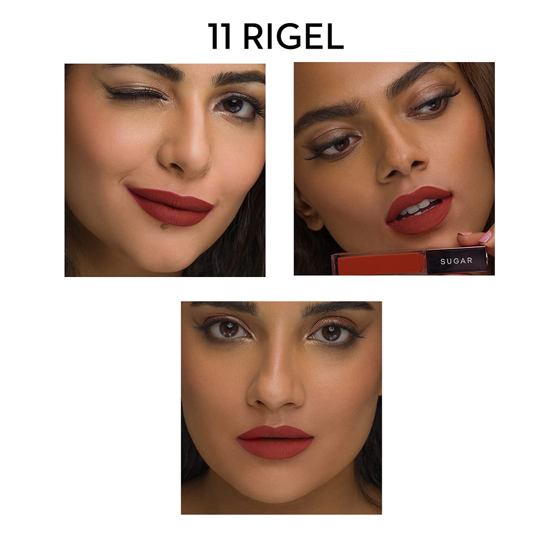 SUGAR Cosmetics Mettle Liquid Lipstick - Shade 11 Rigel (Rusty Orange) | Creamy Lightweight Matte Finish | Long Lasting & Non-Drying Formula | Perfect for Everyday Wear & Special Occasions