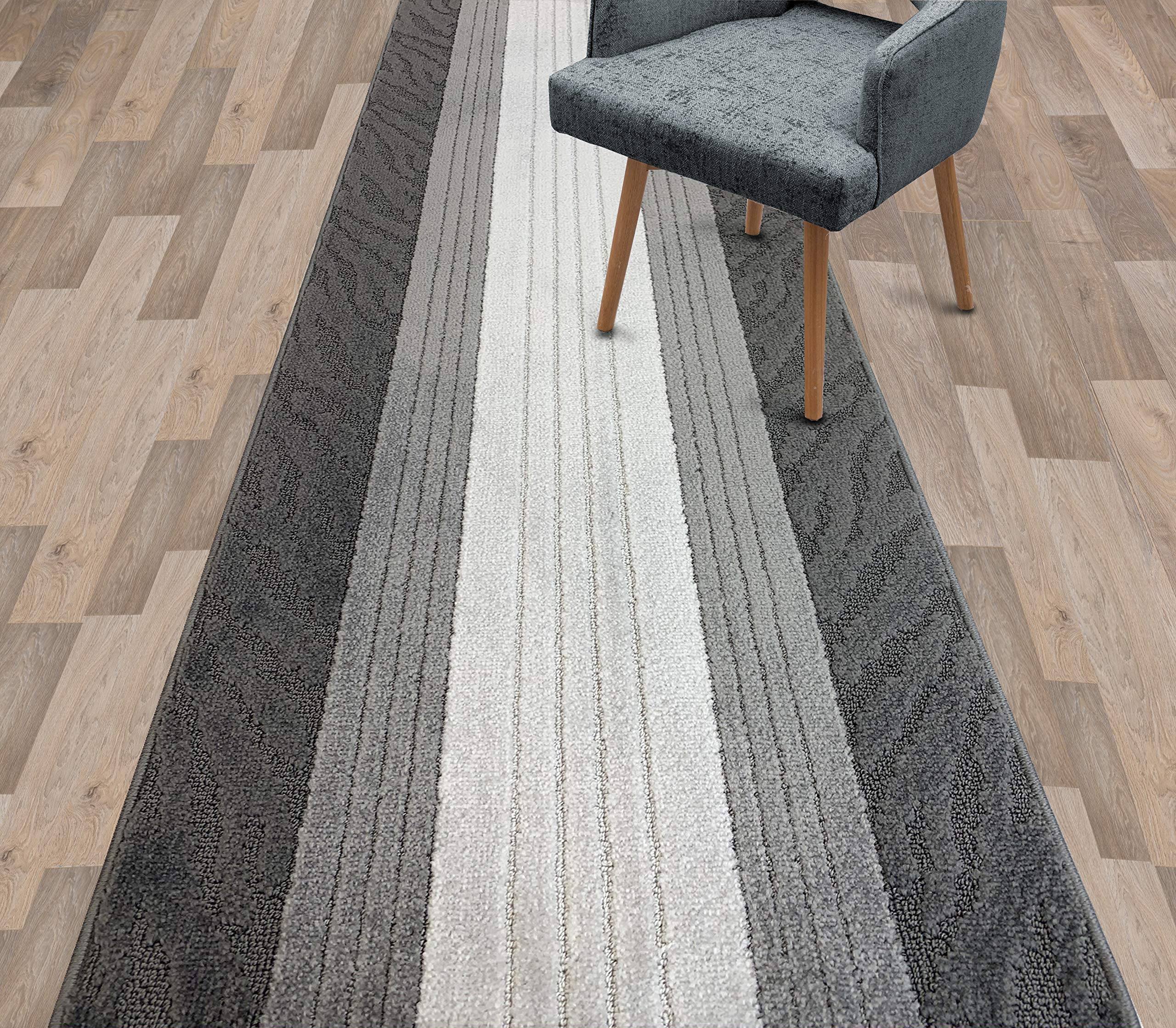 Non-Slip Retro Grey Indoor Carpet Runner Rug - 2'1