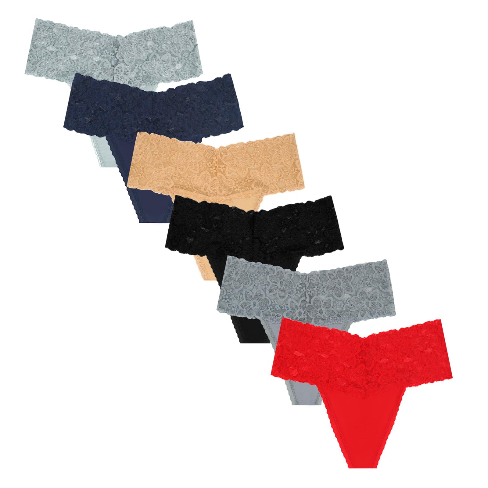Plus Size Lace Thongs for Women - Sexy T-Back Stretch Underwear (5/6/10 Pack) | Comfortable Daily Wear & Special Occasion Lingerie