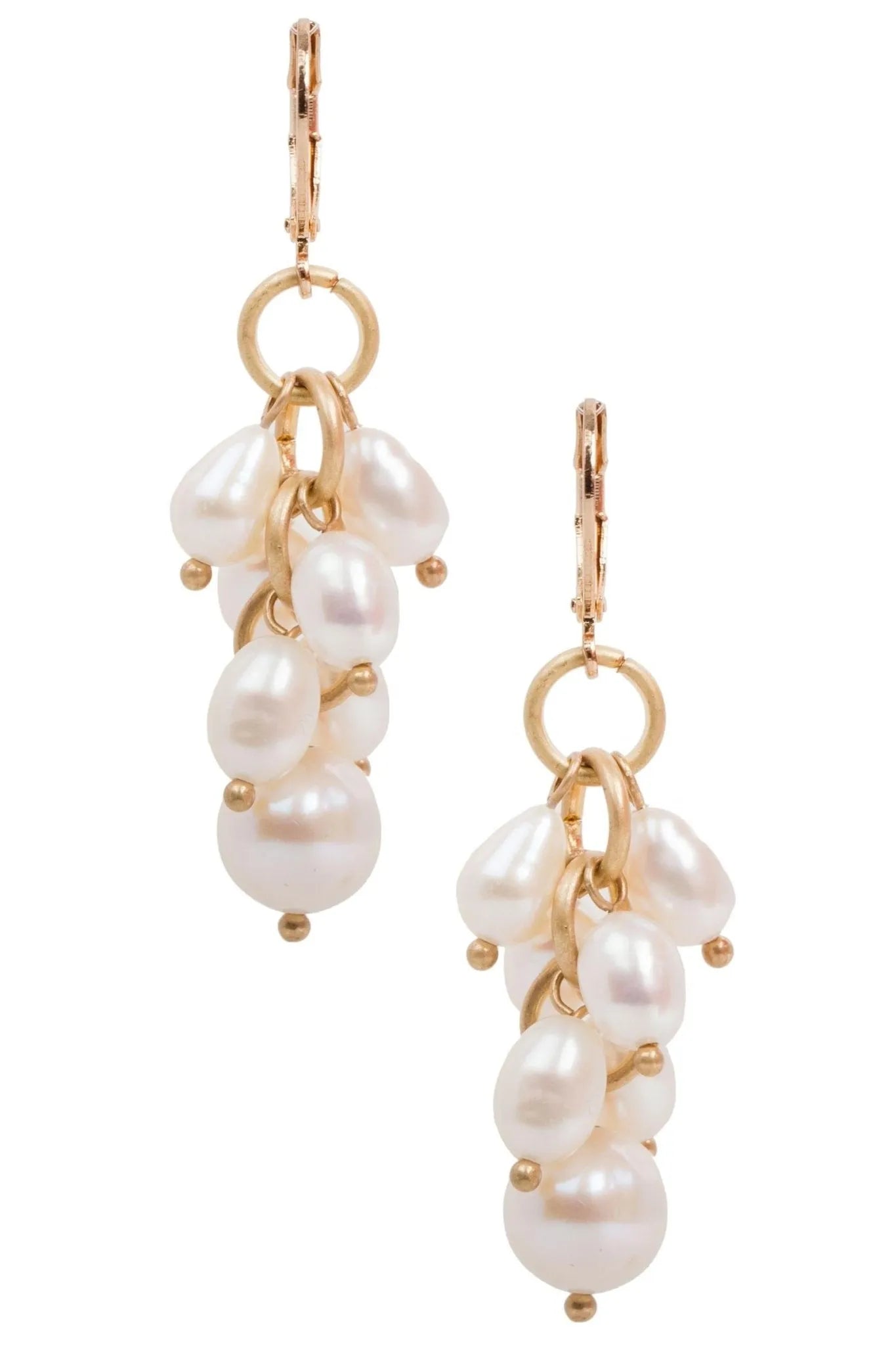 Elegant Gold Chain Cluster Pearl Dangle Earrings for Women - Vintage Pearl Drop Earrings for Party, Wedding & Evening Wear