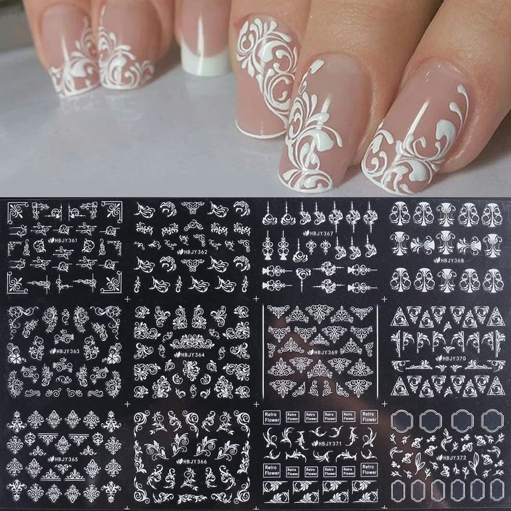 3D Floral Nail Stickers - White Acrylic Flowers for Wedding & Manicure