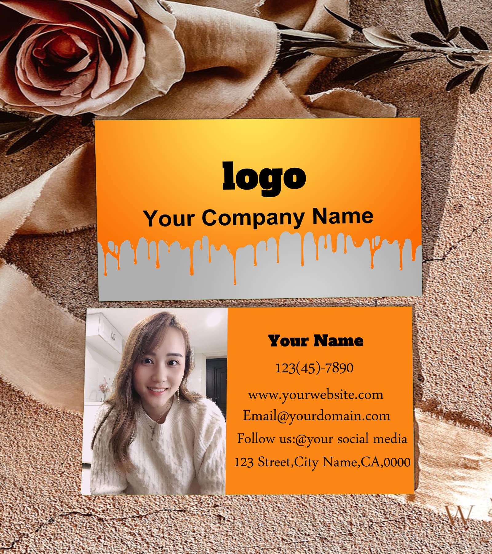 Custom Business Cards with Logo - Personalized Name Cards with Photo/Text - Print Front & Back - 500 Premium Quality Cards - Perfect for Networking, Branding & Professional Greetings