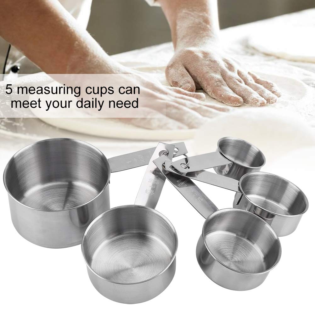 5-Piece Stainless Steel Measuring Cups Set - Precise Dry & Liquid Measuring for Baking, Cooking & Mixing - Perfect for Home Chefs & Professional Kitchens