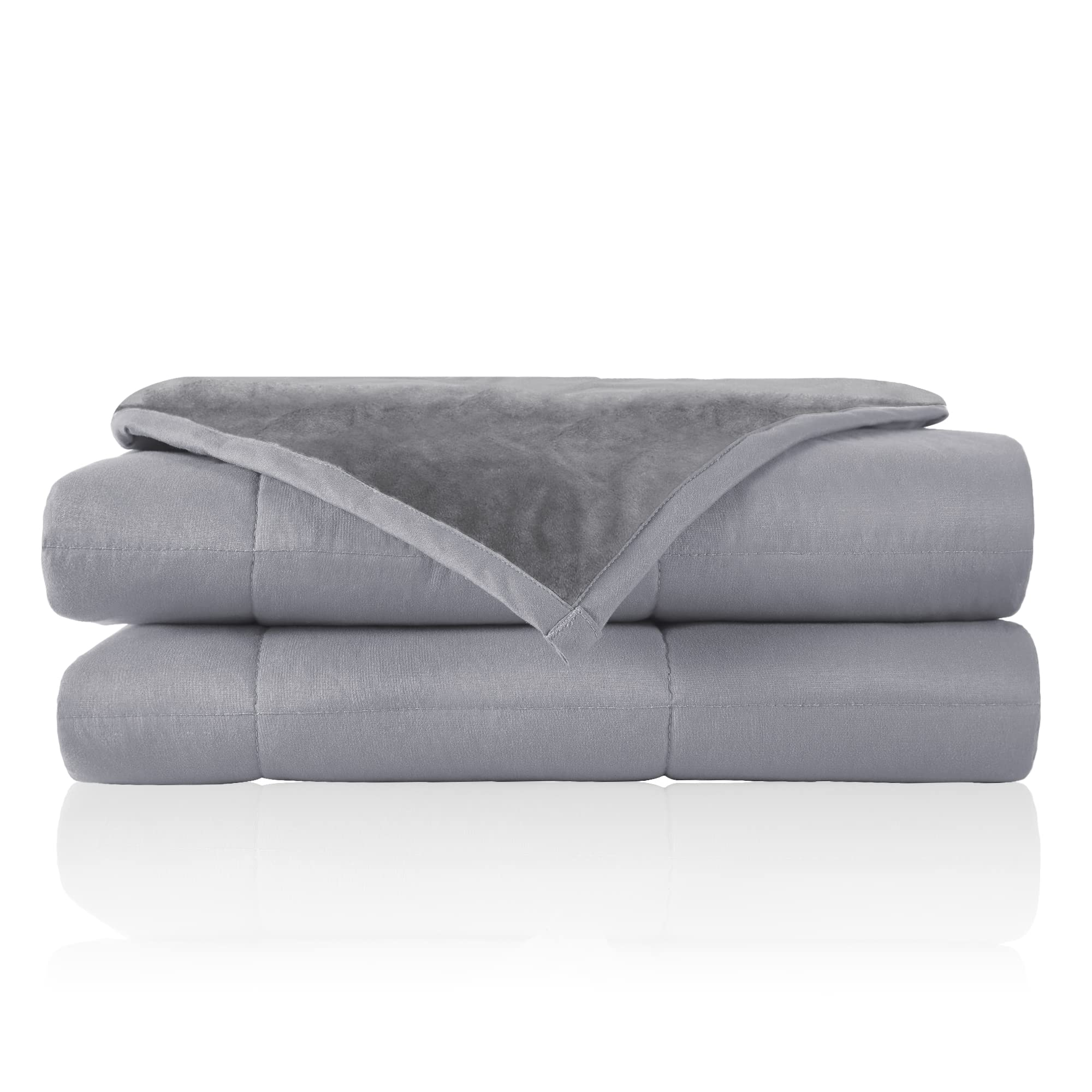 Joyching 20lbs Weighted Blanket for Adults - Cooling 1800 Brushed Microfiber with Non-Toxic Glass Beads - 60x80 Inches Grey Minky - Perfect for Stress Relief, Anxiety & Better Sleep