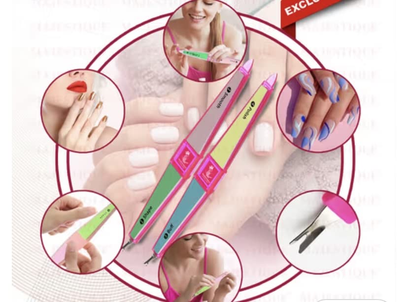 Bajaj Beauty 4-Sided Nail Buffer, Cuticle Trimmer & Pusher Set - Professional Manicure Pedicure Kit (Pack of 2) for Salon & Home Nail Care