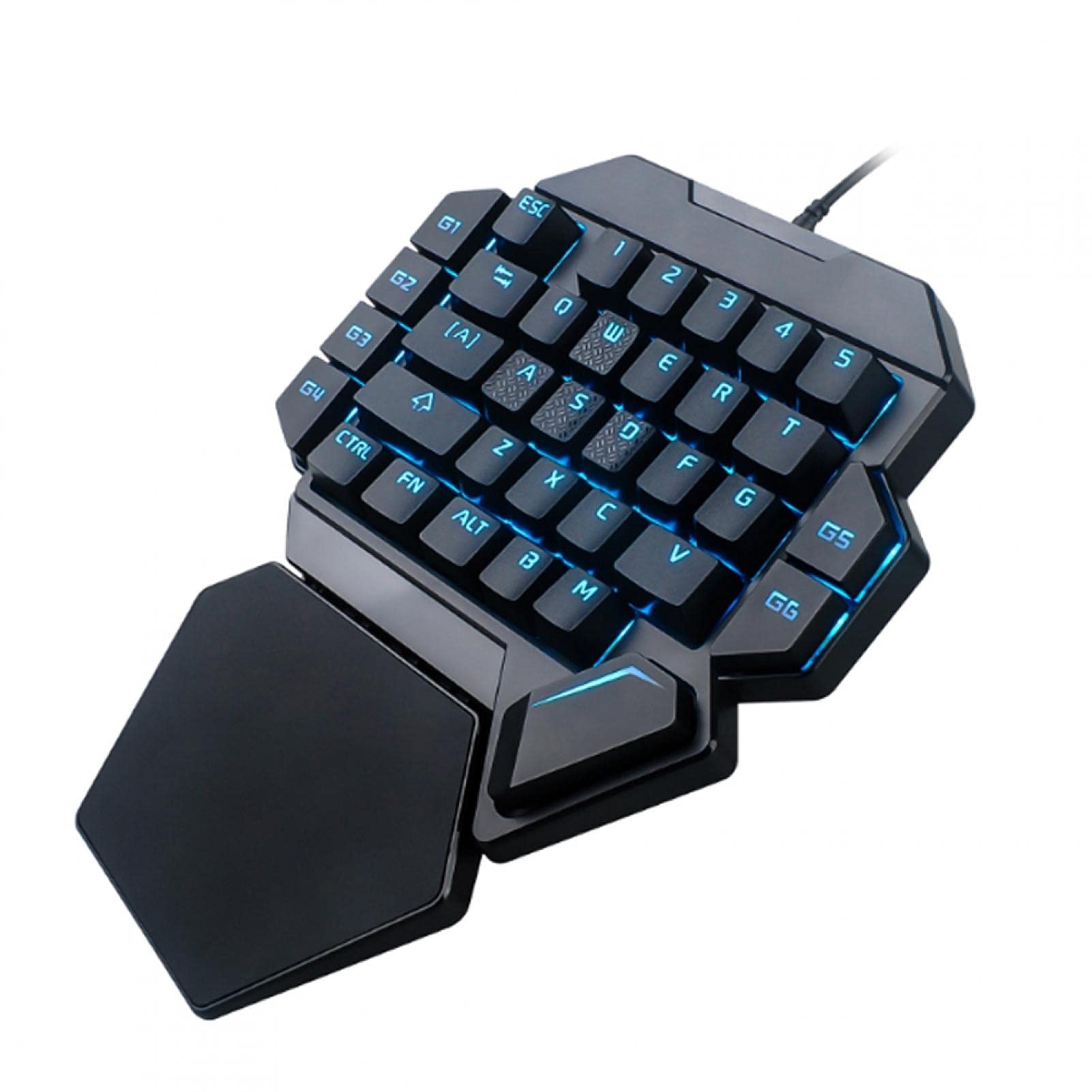 One Handed Gaming Keyboard - Wired Mini 35 Keys Single Hand RGB Backlit Mechanical Keyboard with Wrist Rest | Portable for PC, PS4, Xbox Gaming & Office Work