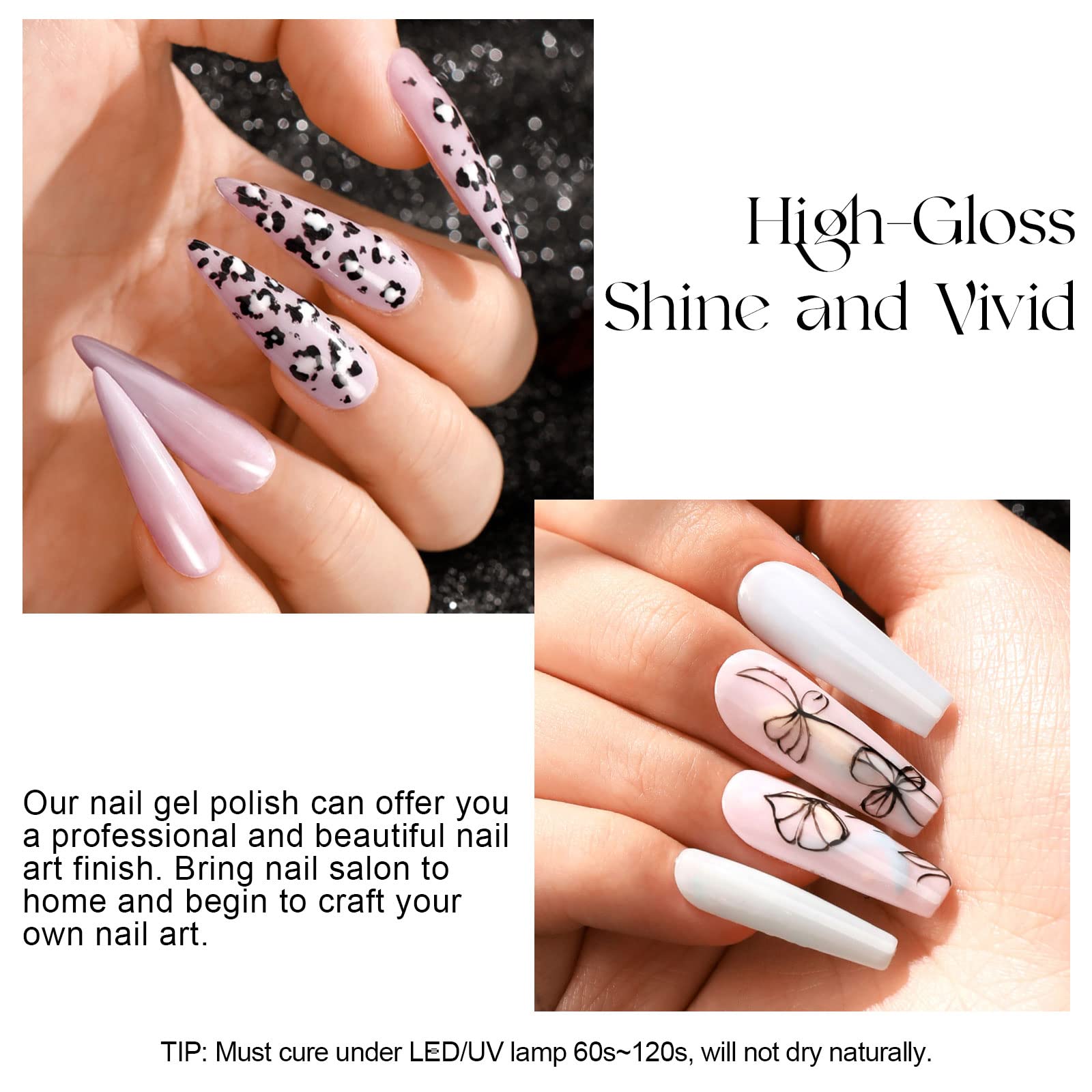 ROSALIND 6PCS White & Nude Gel Polish Set - Light Pink Nail Polish Collection for Salon & Home Manicure - Long Lasting Gel Nail Polish Kit for DIY Nails, Bridal, Party & Everyday Wear