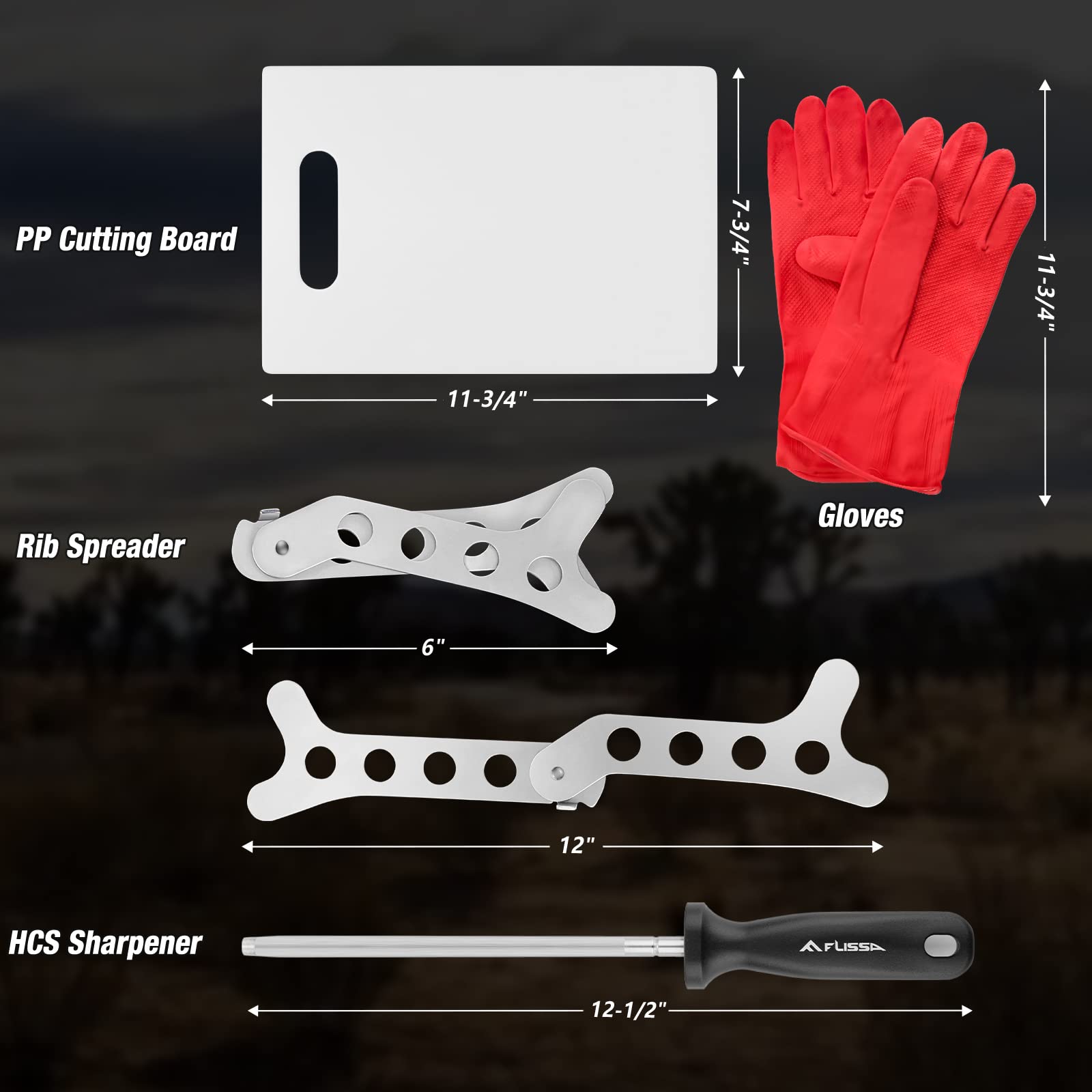 FLISSA 10-Piece Hunting Knife Set with Skinning Knife & Butcher Game Processing Kit | Portable Storage Case for Deer Hunting, Meat Processing, Fishing, Camping & Survival Gear | Perfect for Outdoor Adventures & Field Dressing