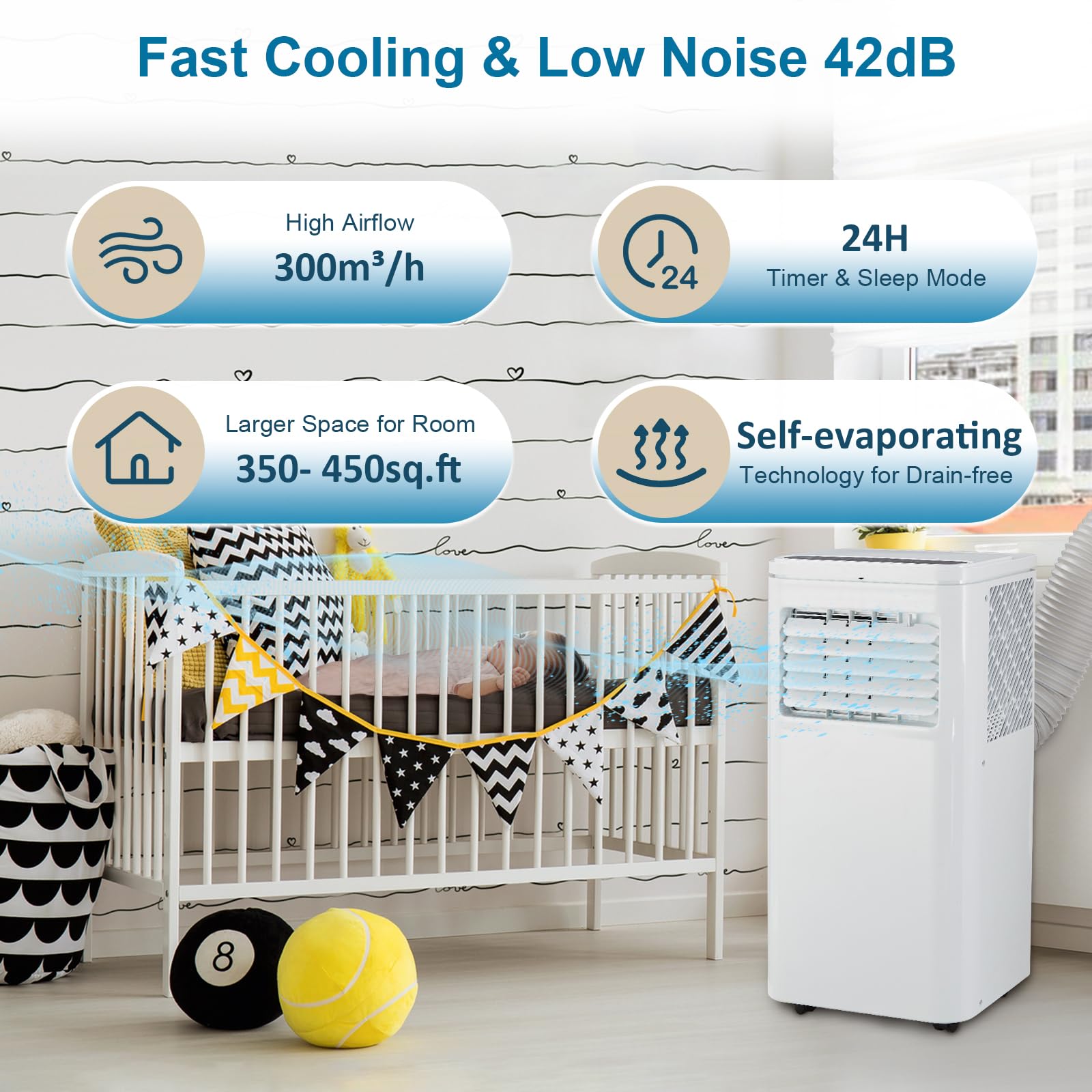 GARVEE 10000 BTU Portable Air Conditioner - 3-in-1 Cooling, Dehumidifier & Fan with LCD Display & Remote Control - Cools Up to 450 sq.ft Fast - Perfect for Bedroom, Office, Living Room & Small Spaces