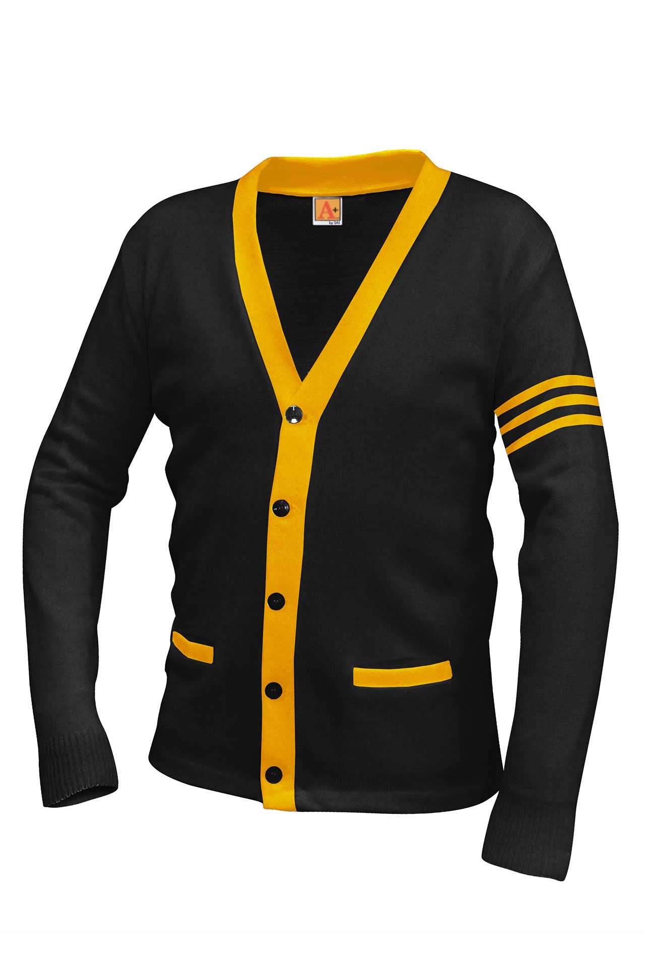 Averill's Unisex 5-Button V-Neck Varsity Cardigan with Contrasting Trim - Premium School Uniform Sweater for Students & Teachers - Perfect for Classrooms, Sports Events & Team Spirit Days