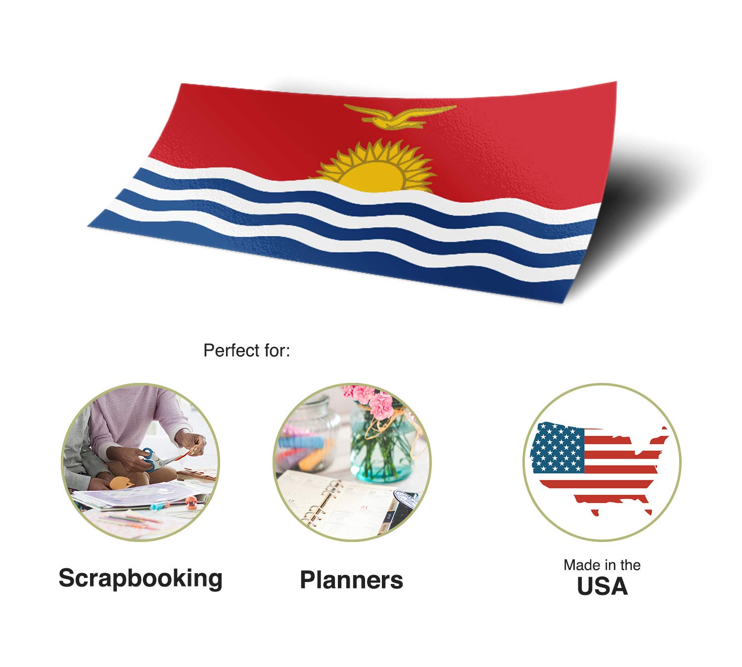 Desert Cactus Kiribati Country Flag Stickers - Pack of 8 Vinyl Decals for Scrapbooking, Cars, Laptops & Windows | Waterproof & Durable for Kids DIY Crafts & Travel Accessories