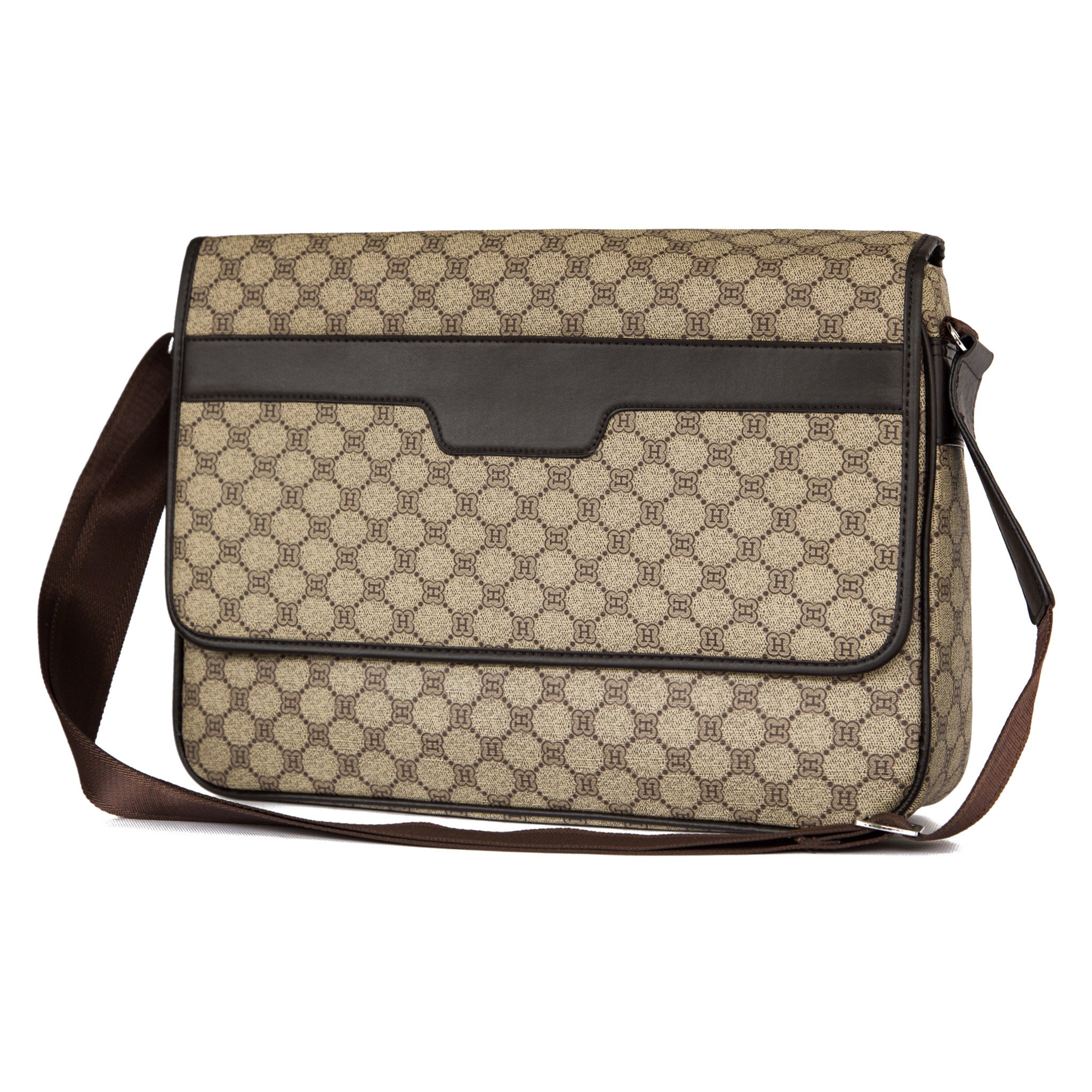 Premium Men's Leather Messenger Bag for Laptop & Notebook - Stylish Beige Shoulder Bag for Work, Business & Travel