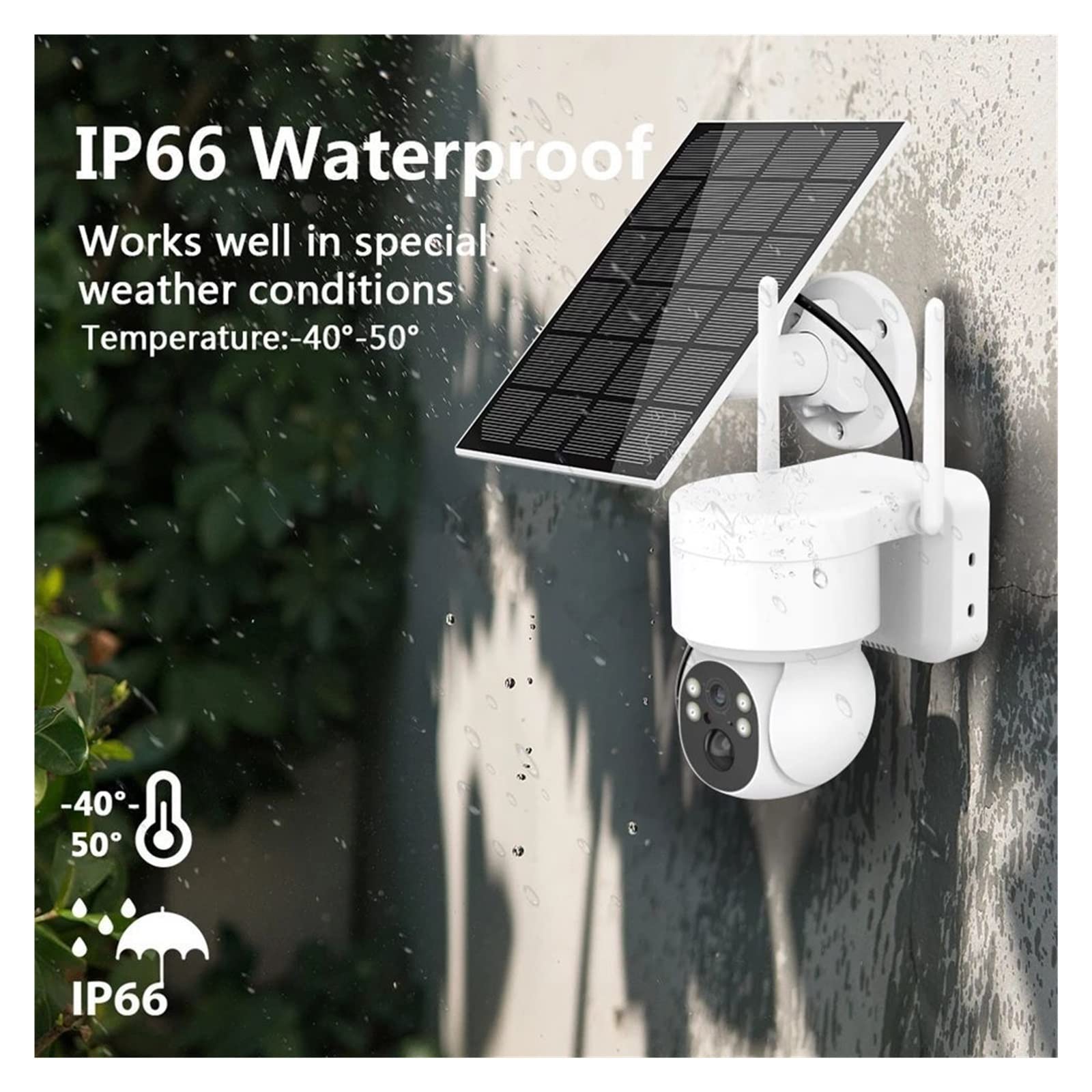 Solar Security Camera Outdoor - 4MP Wireless WiFi Surveillance IP Camera with Solar Panel, PIR Human Detection, 7800mAh Rechargeable Battery - Weatherproof for Home, Yard & Business Security (Black, No SD Card)