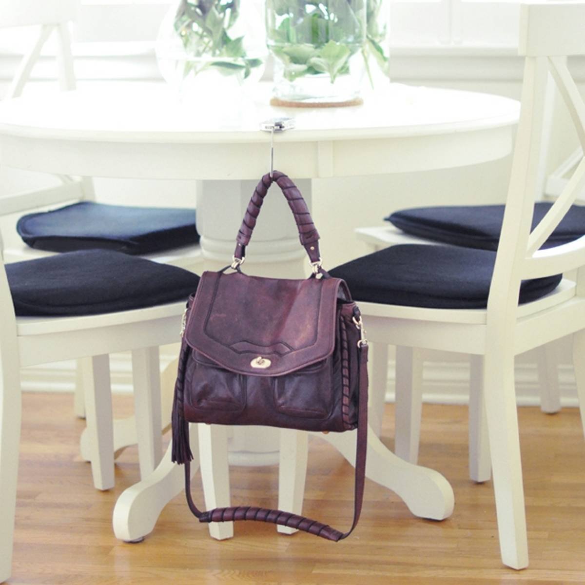 New Charms Pink Flower Letter Y Foldable Purse Hanger - Cute Handbag Hook for Restaurants, Shopping & Travel Accessories