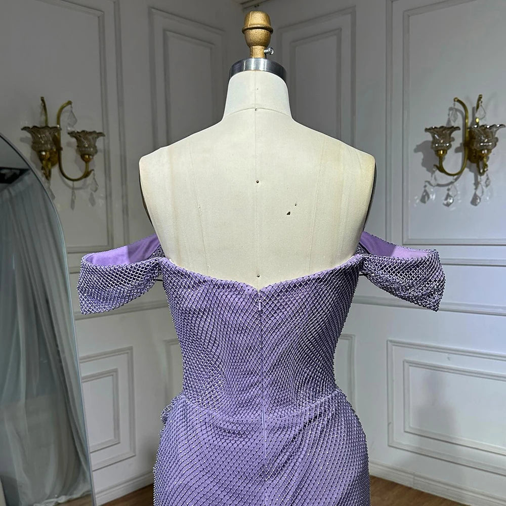 Elegant Purple Evening Dresses Gowns with Sleeveless Tulle for Formal Occasions - Luxury Dubai Style LA72790 | Perfect for Weddings, Galas & Special Events