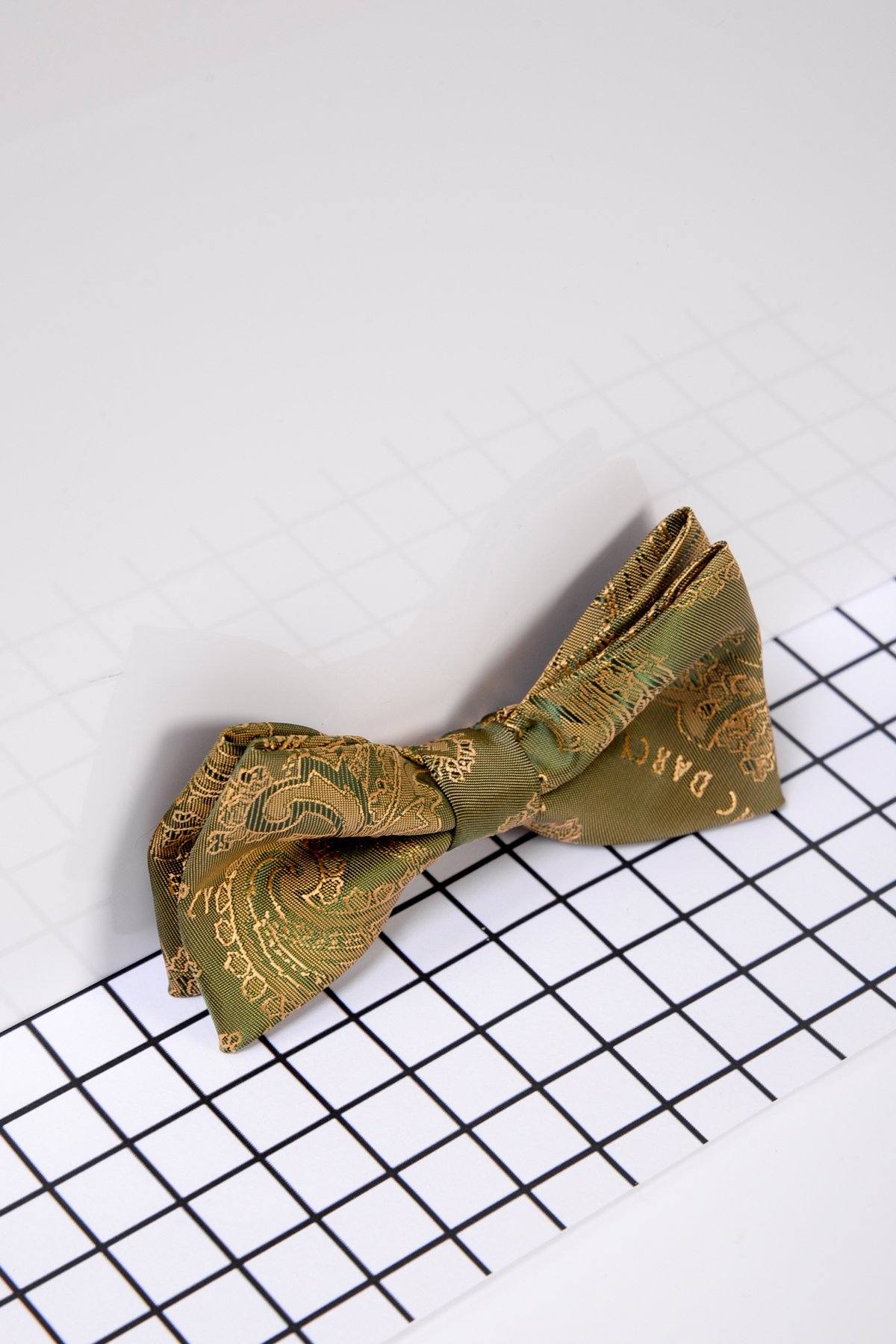 Kids' Gold Tan Paisley Print Bow Tie - Stylish Accessory for Weddings, Parties & Formal Events