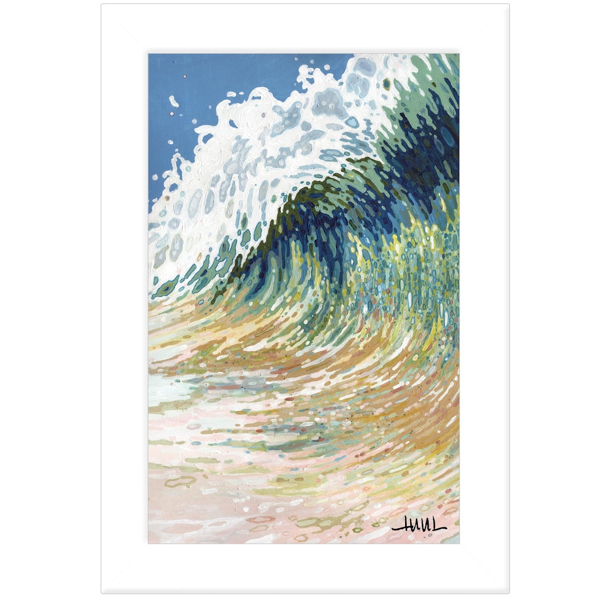 Big Wave by Margaret Juul - Premium Ready to Hang Framed Wall Art Print with White Frame | Perfect for Living Room, Bedroom & Office Decor