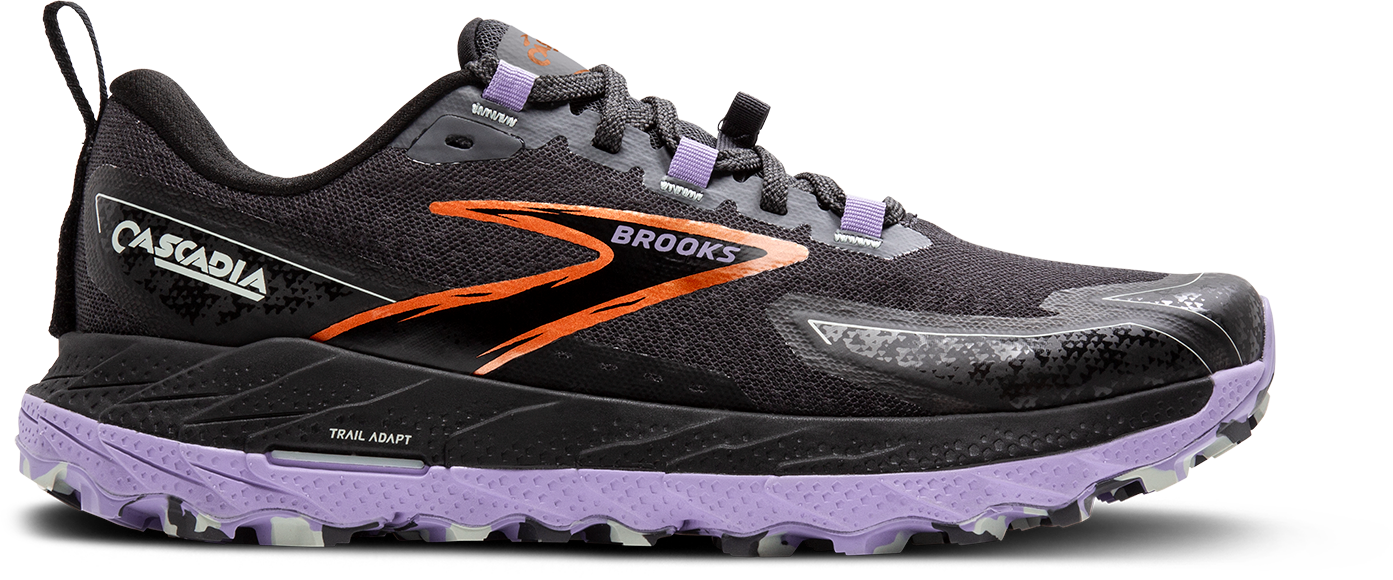 Women's Cascadia 18 WIDE Trail Running Shoes - Size 048 in Ebony/Sweet Lavender/Copper | Lightweight Hiking & Outdoor Walking Shoes for Women | Perfect for Trail Running, Hiking & Outdoor Adventures