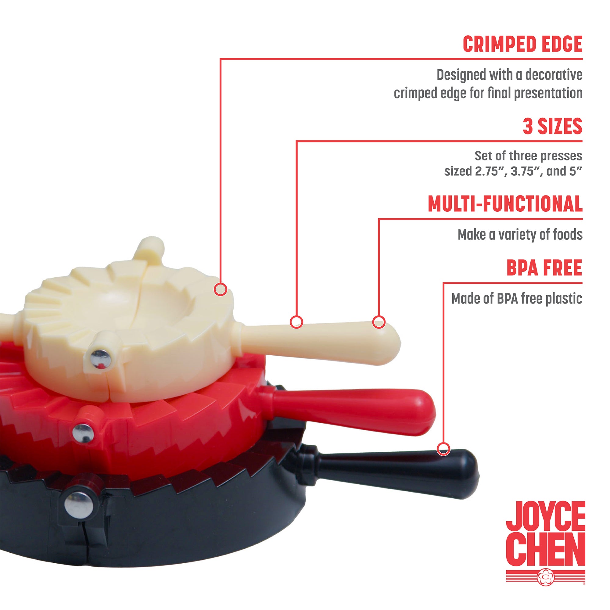 3-Piece Dumpling Press Set - Stainless Steel Dumpling Maker for Homemade Dumplings, Wontons & Gyoza - Perfect for Asian Cooking, Family Meals & Party Food Prep