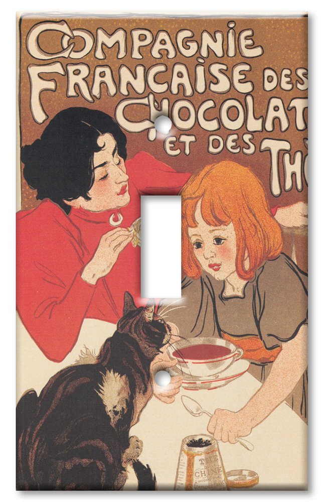 Decorative Chocolate Themed Wall Plate Cover - Single Toggle Light Switch Art Plate for Home & Kitchen Decor