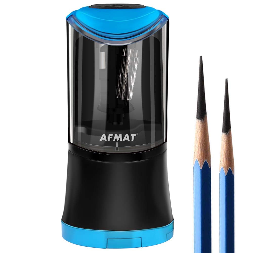 AFMAT Rechargeable Electric Pencil Sharpener & Eraser for Artists - Long Point Sharpener for 6-9.6mm Large Pencils with 140 Eraser Refills - Perfect for Sketching, Drawing & Art Class Supplies
