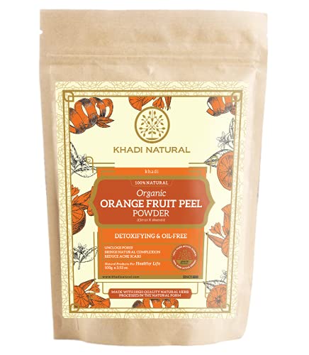 KHADI NATURAL Organic Orange Fruit Peel Powder - Pack of 2 (2x100g) 200g | Exfoliating & Brightening Face Mask | DIY Skincare & Hair Care