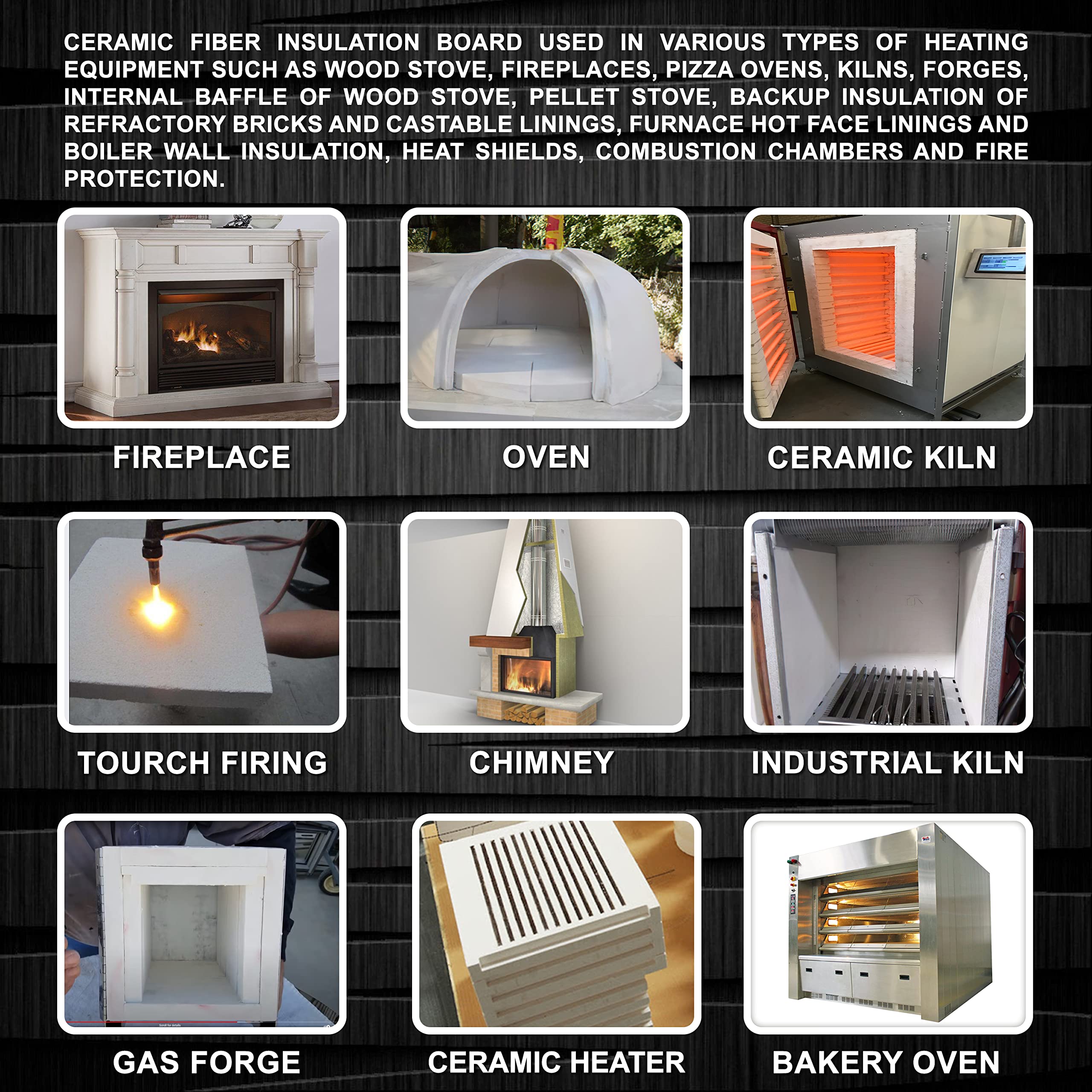High-Temperature Ceramic Fiber Insulation Board - 2300°F Fireproof - 1