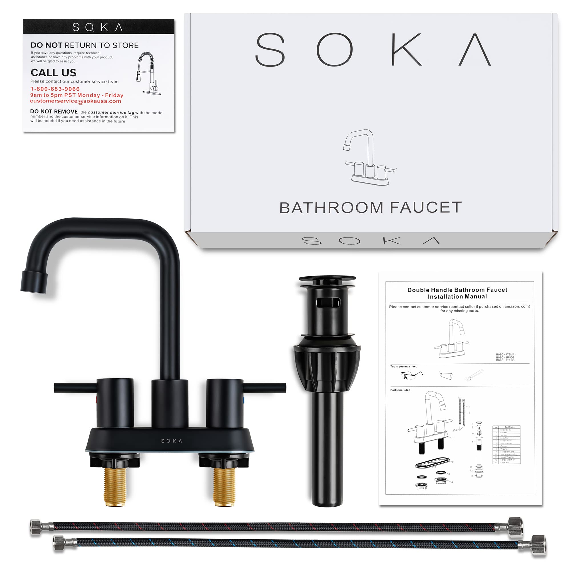 Commercial 4-Inch Centerset Bathroom Faucet with 2 Handles - 3 Hole Touchless Hand Sink Faucet for Public Restrooms, Hospitals & High-Traffic Areas