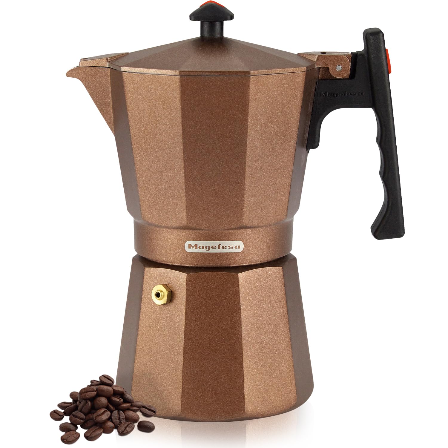 MAGEFESA 6-Cup Stovetop Espresso Moka Pot - 10 oz Italian Coffee Maker for Cuban Coffee | Extra-Thick Aluminum with Heat-Resistant Handle | Perfect for Home, Office & Camping Coffee Brewing