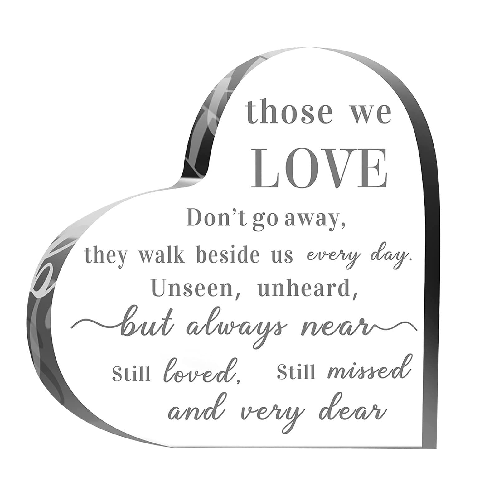 6 Inch Acrylic Memorial Keepsake - Sympathy Gift for Loss of Loved One, Clear Crystal Glass Heart Shaped Condolence Gift, Home & Office Tabletop Decoration - Perfect for Funerals, Memorial Services & Comforting Grieving Friends