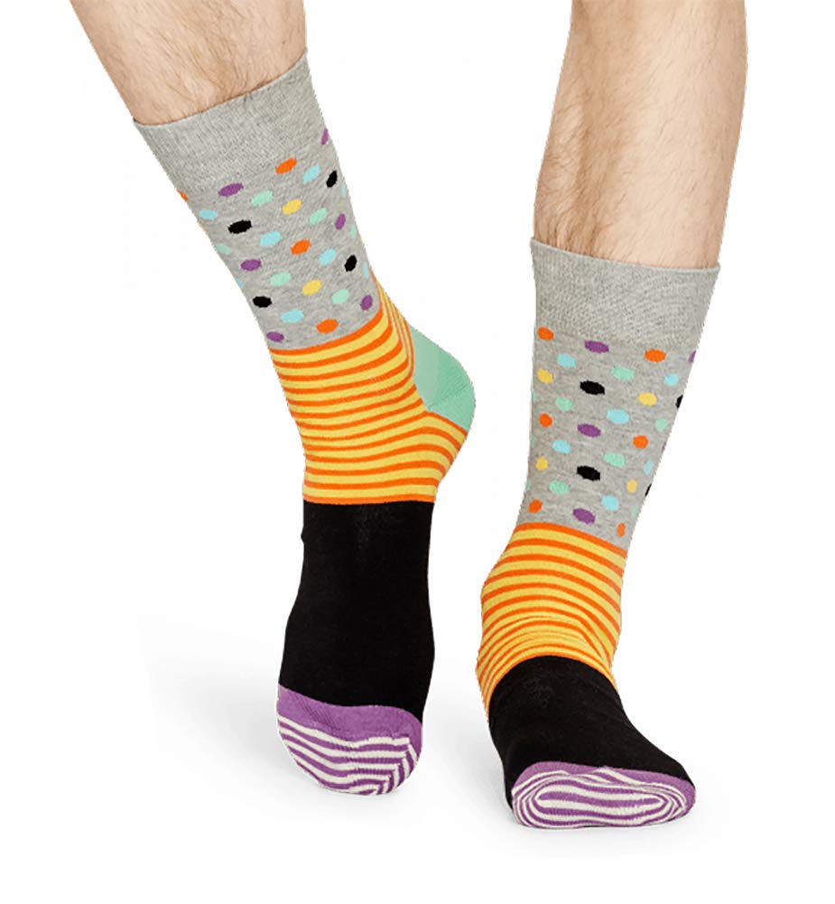 Happy Socks for Men - Striped & Polka Dot Pattern Casual Socks - Perfect for Work, Gym, and Everyday Wear