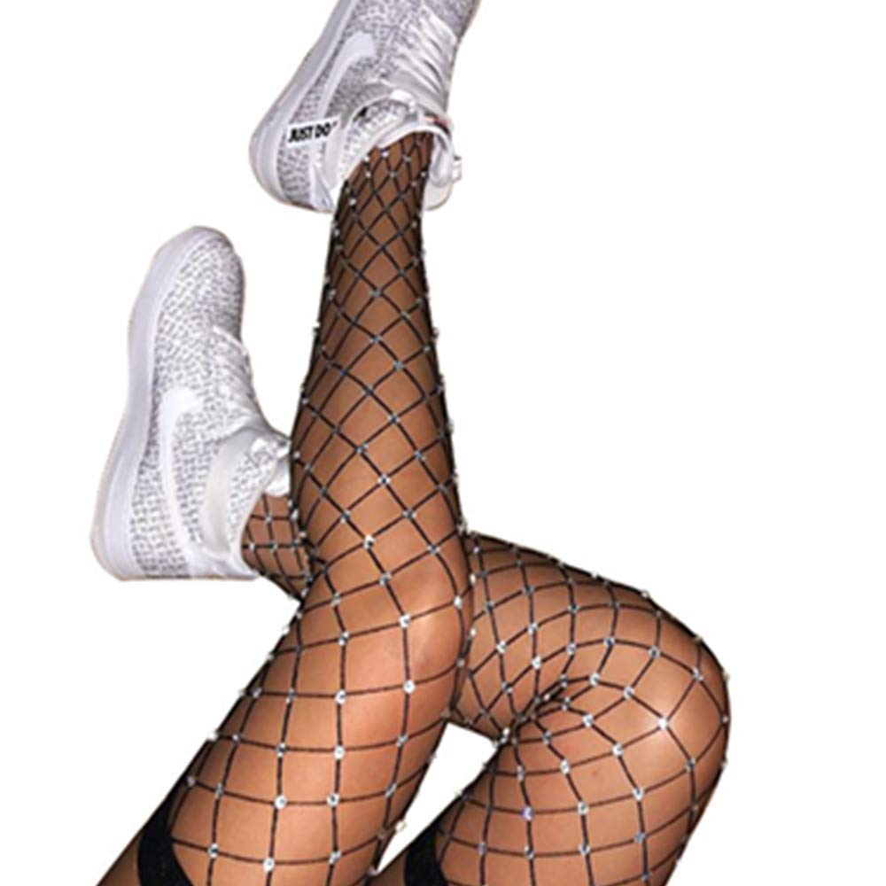 FieryLove Women's Sexy Thigh High Fishnet Stockings - Sheer Nylon Stretchable Fashion Hosiery for Party, Cosplay & Night Out